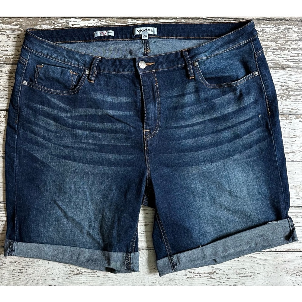 Vigoss Ace Bermuda Blue Jean Shorts with Rolled Cuffs Plus Size 20